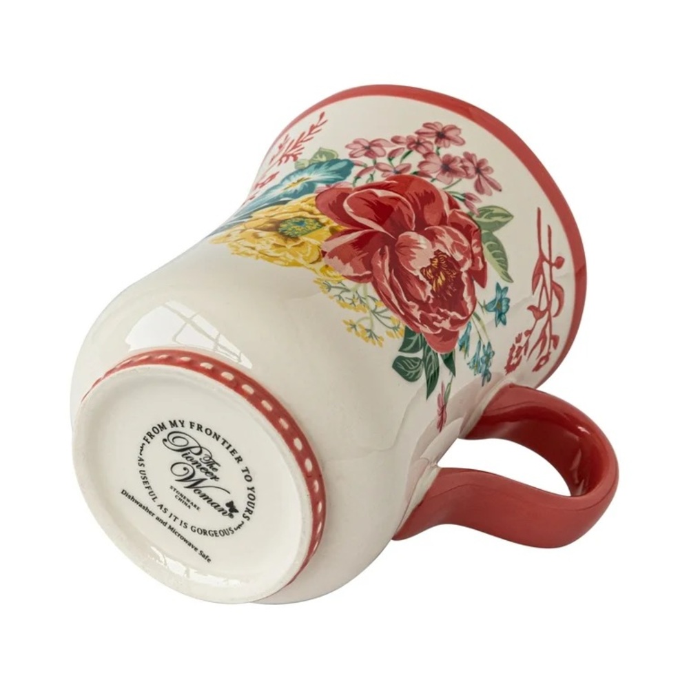 ๐บ New Pioneer Woman 2022 Fancy Flourish Pink 18-Ounce Stoneware Mugs, Qty 4 - Picture 9 of 10